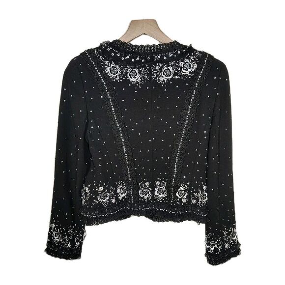 Escada Couture Womens Gala Glam Beaded Jacket 38 Black White Old Money - Picture 2 of 16